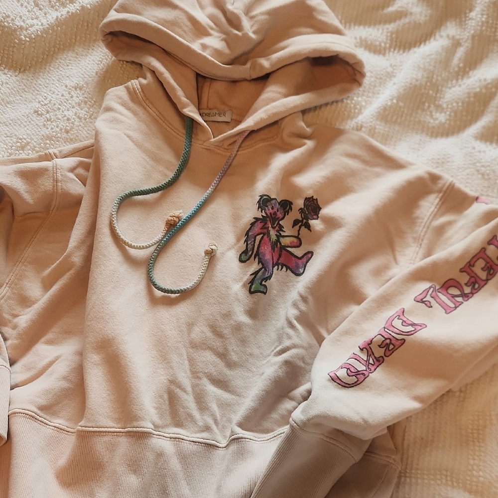 Beige Hoodie with Graphic Design